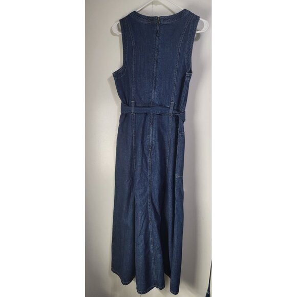 Sundance Living Women's SZ 6 Sleeveless Poppy Denim Midi Dress Belted Cotton - Picture 2 of 7